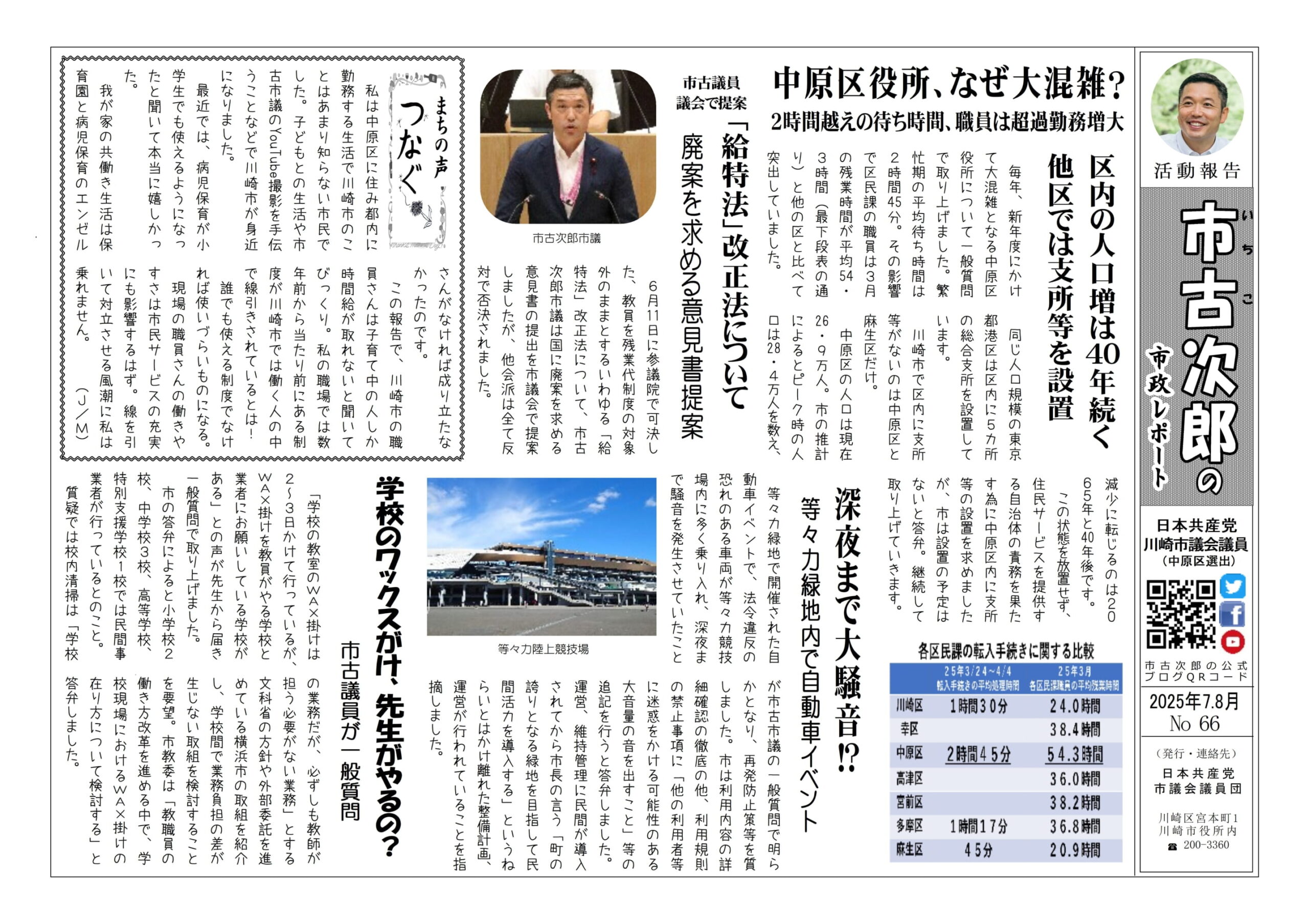 市政レポート７・８月合併号ができました。