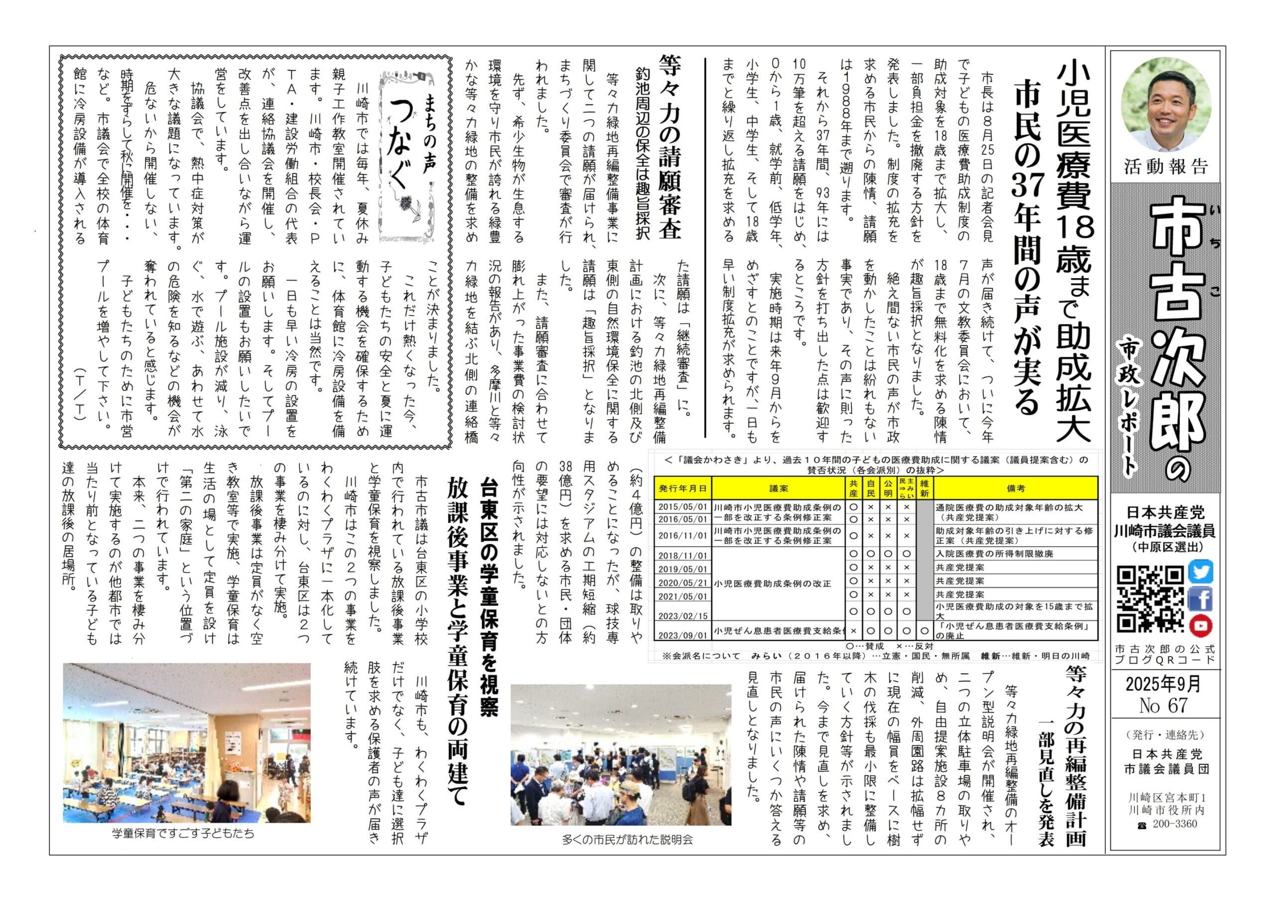 市政レポート９月号発行させて頂きました。