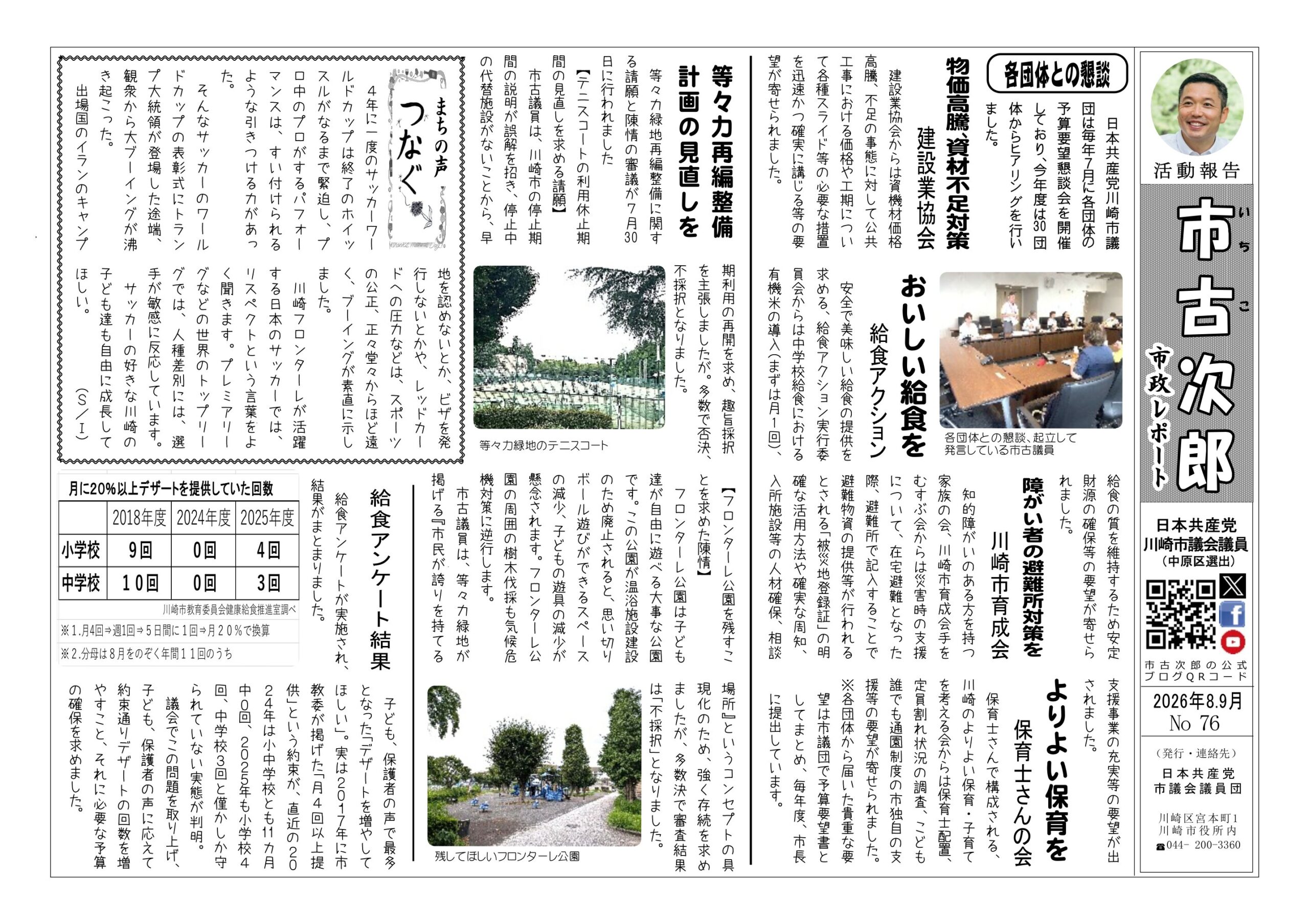 市政レポート8・9月号（No７６）発行となりました。