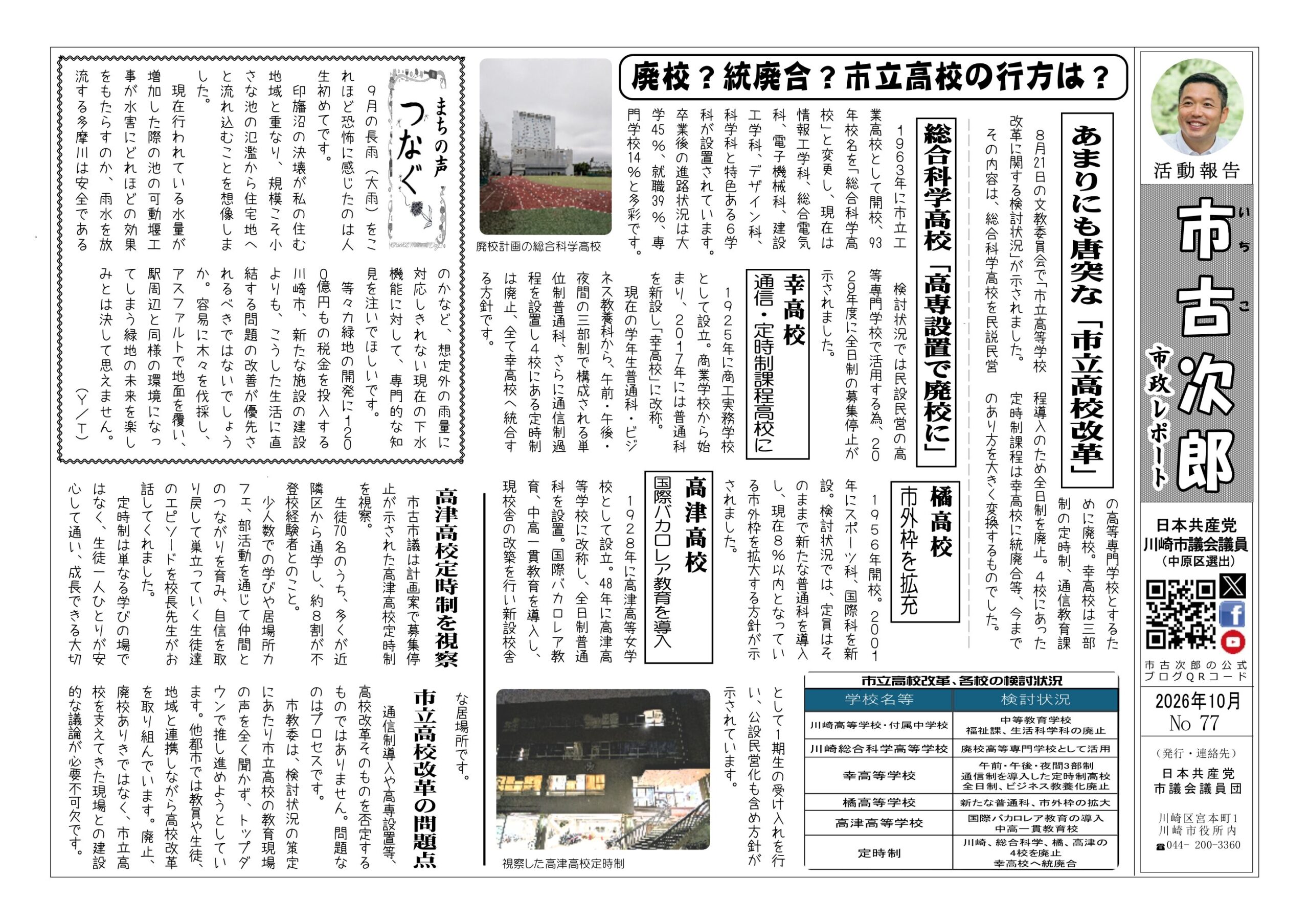 市政レポート１０月（No77）号　発行となりました。